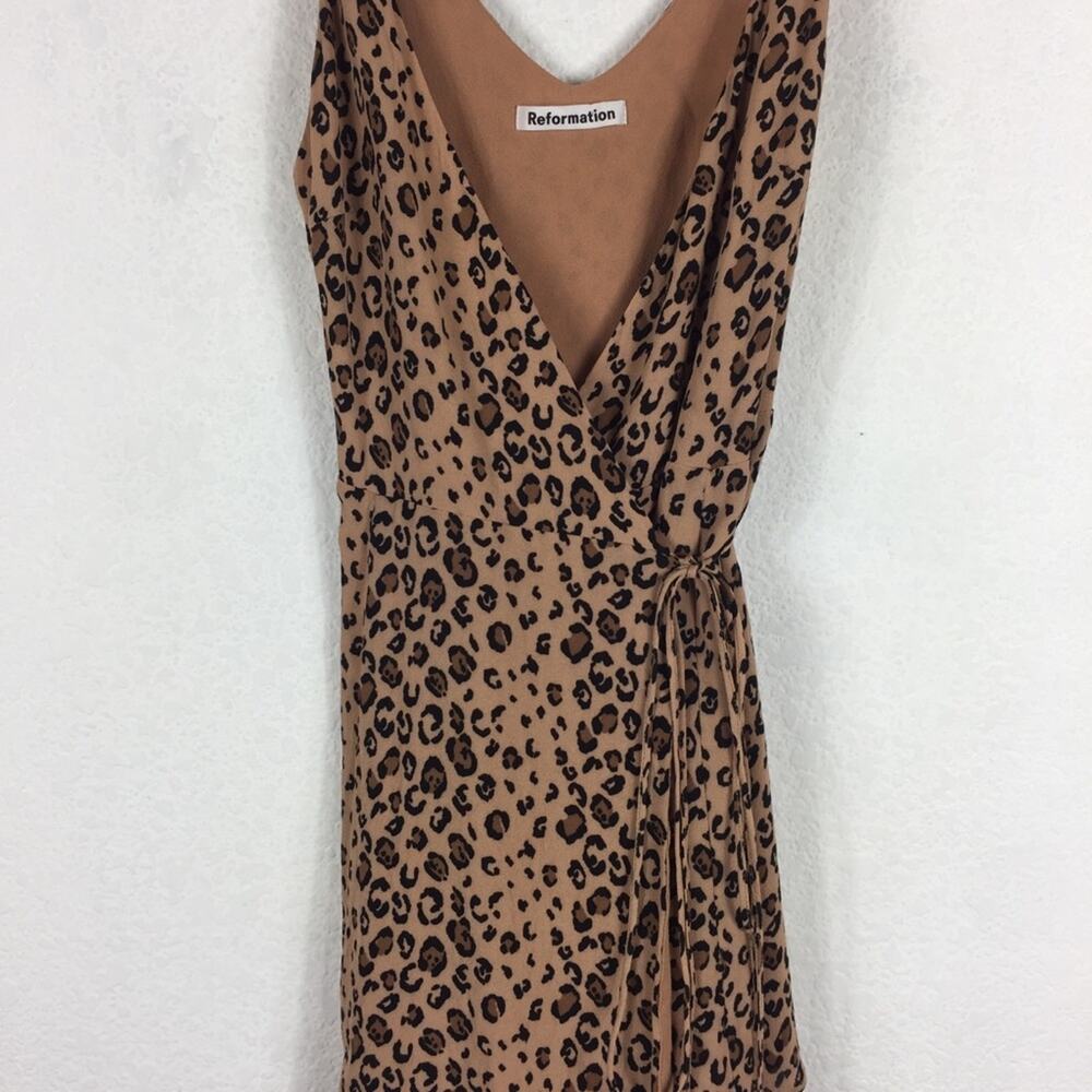 Reformation Anchorage Leopard Mini Wrap Dress Xs … - image 8
